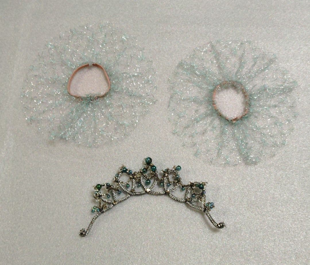 バレエ　水色レースチュチュ　小学校2~3年生　訳ありボン28cm　5着まとめ