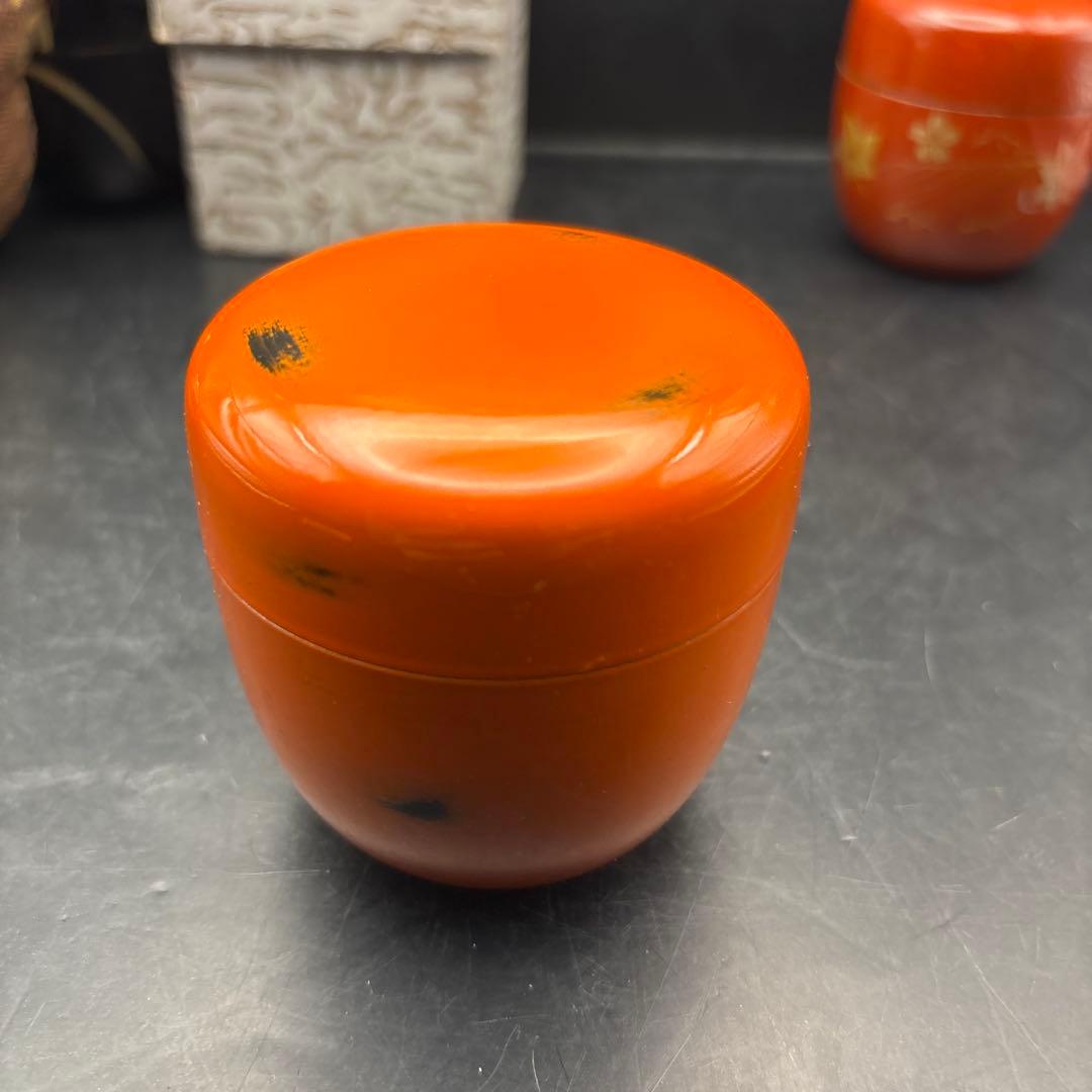 茶道具　棗　なつめ　茶入　根来塗