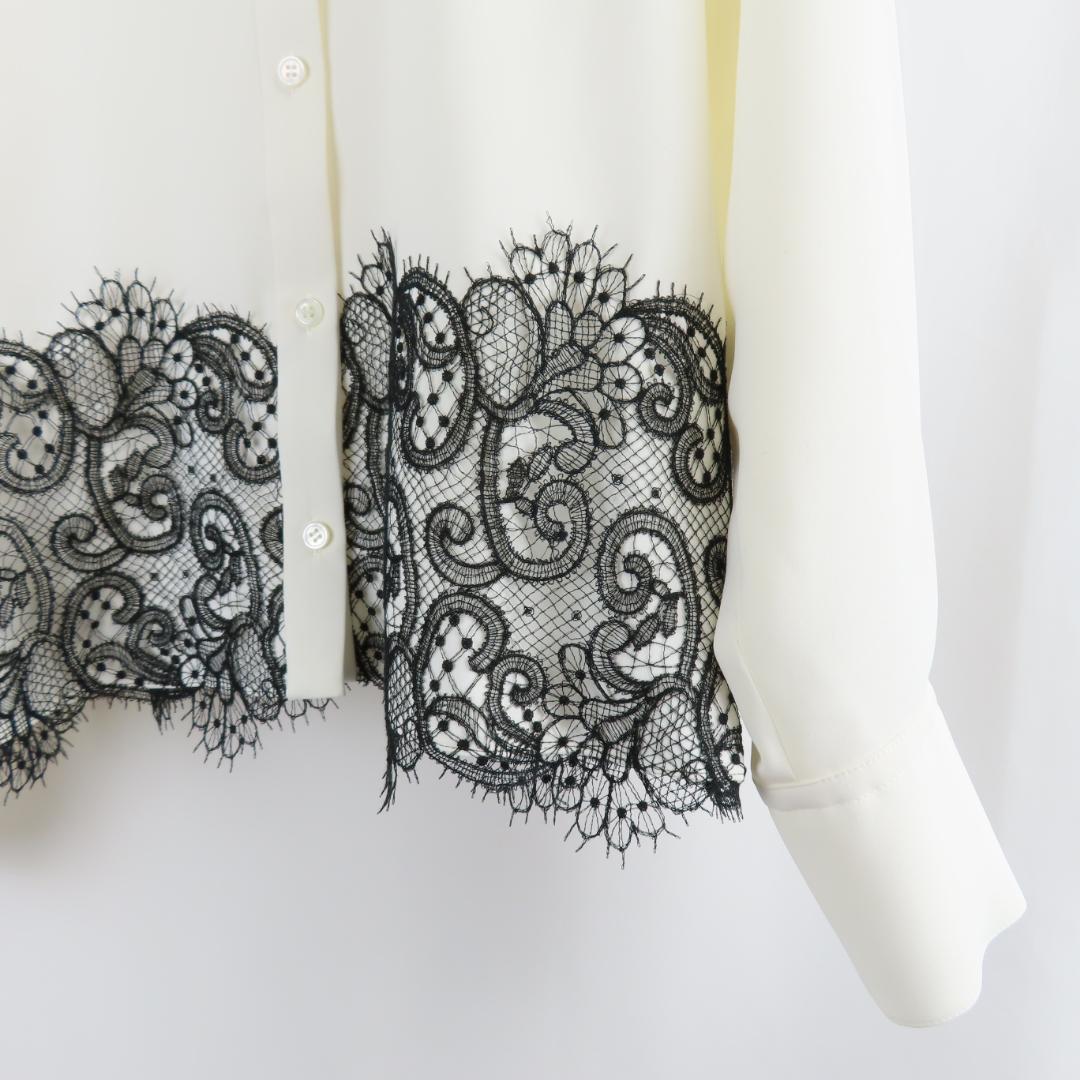 新品 25AW ADORE バイカラー レース ライトジョーゼットブラウス 38