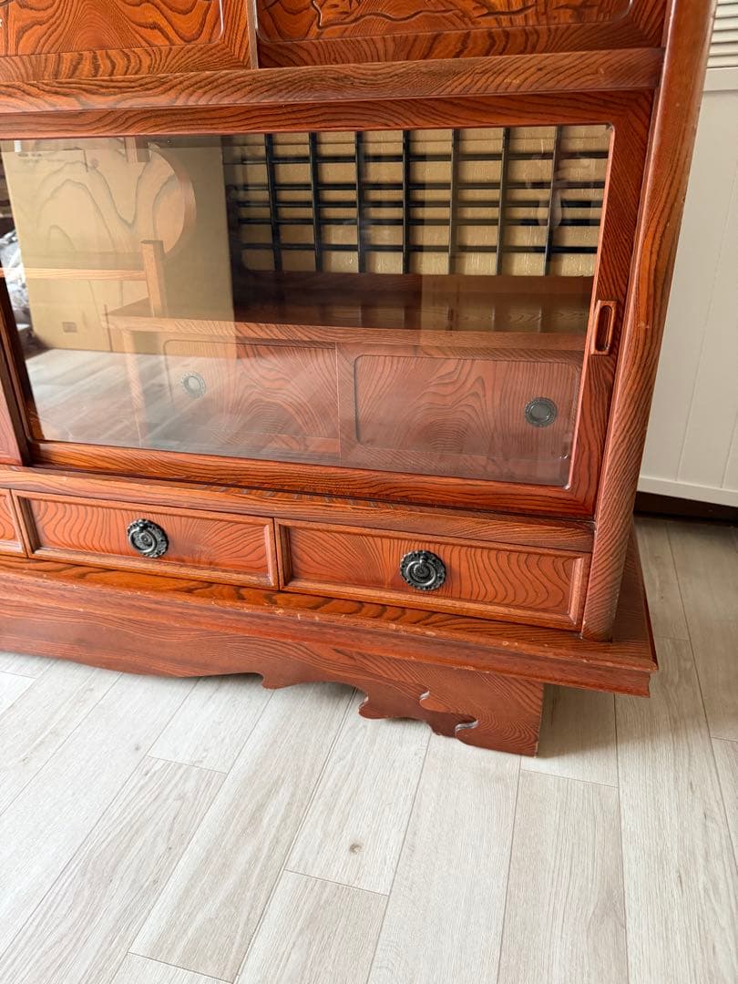 欅材 レトロ茶箪笥 水箪笥 古家具 昭和 アンティーク 収納棚