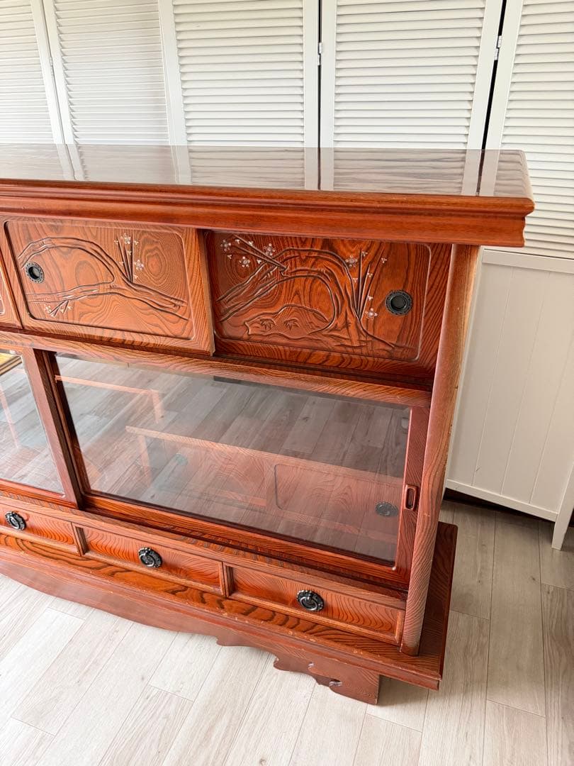 欅材 レトロ茶箪笥 水箪笥 古家具 昭和 アンティーク 収納棚