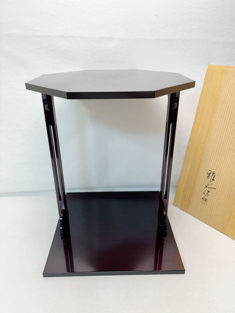 ほぼ未使用 茶道具 雅也作 溜塗寿棚 淡々斎好写 水指棚 共箱