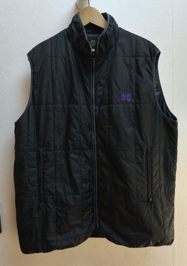 ニードルズ 蝶刺繍 ブラックナイロンジャケット ベスト Mサイズ