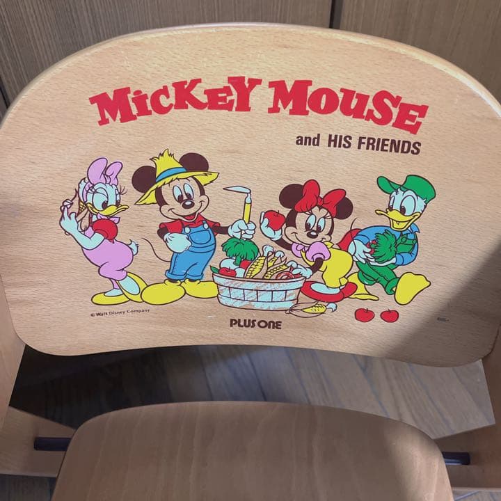 【希少】折り畳み式♪ディズニー♪ 木製　ベビー♪テーブル付きハイチェアー♪