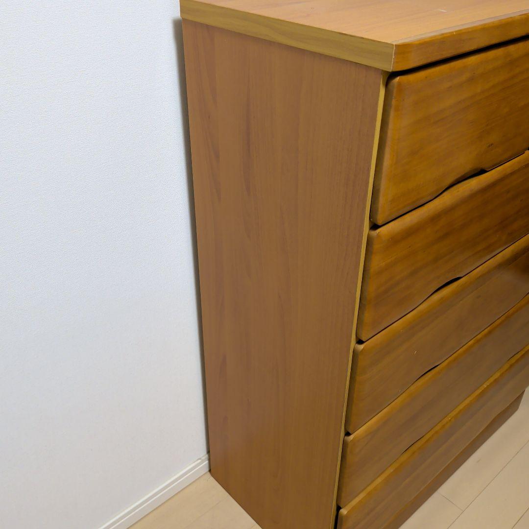 【送料込み】ナチュラル色 木製チェストタンス 5段