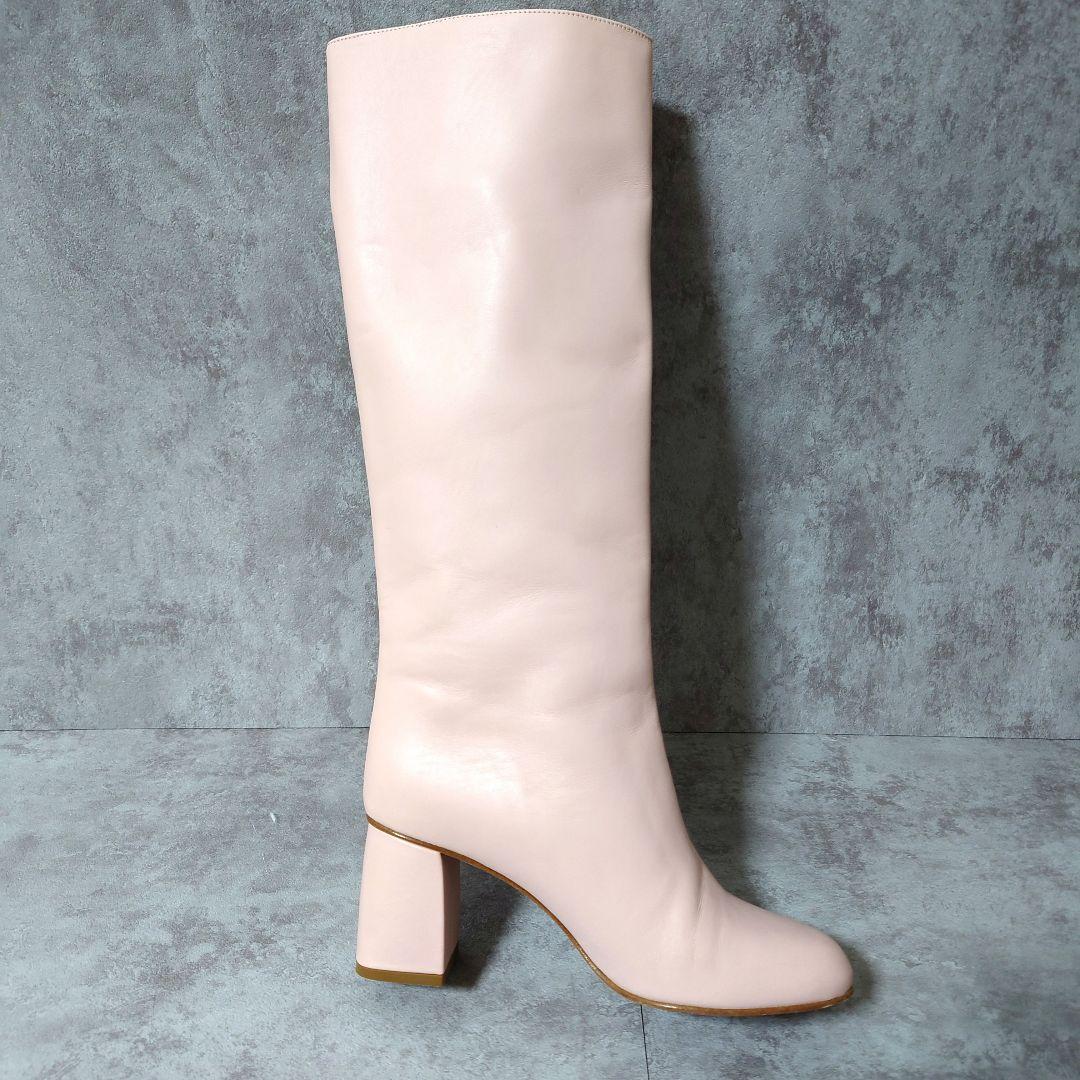 希少良品　レッドヴァレンティノ　ロングブーツ37　ピンクベージュ　太ヒール