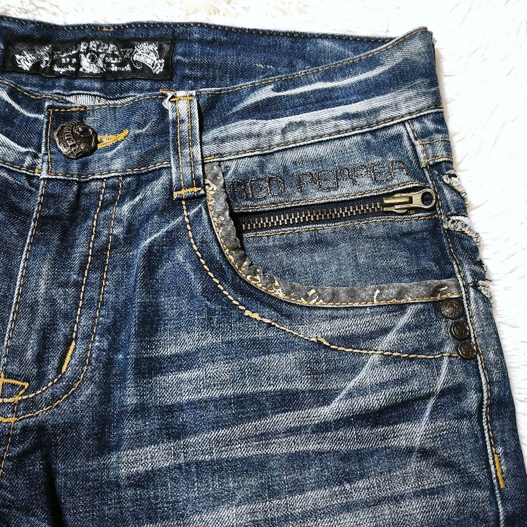 RED PEPPER レッドペッパー 刺繍デニム ブーツカット フレア 羽 翼