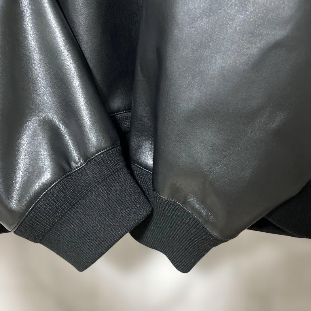 SOFTHYPHEN フェイクレザー トレーナー ブラック XL