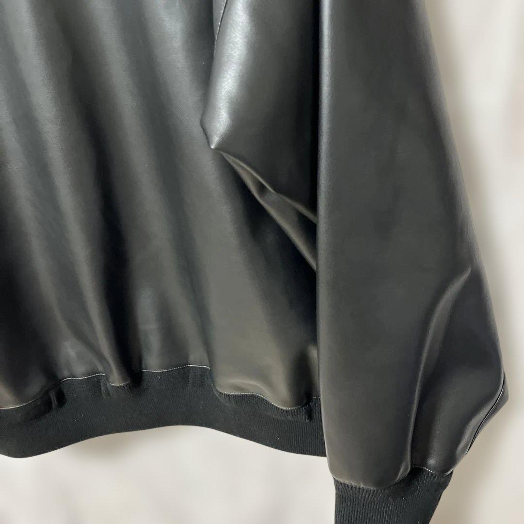 SOFTHYPHEN フェイクレザー トレーナー ブラック XL