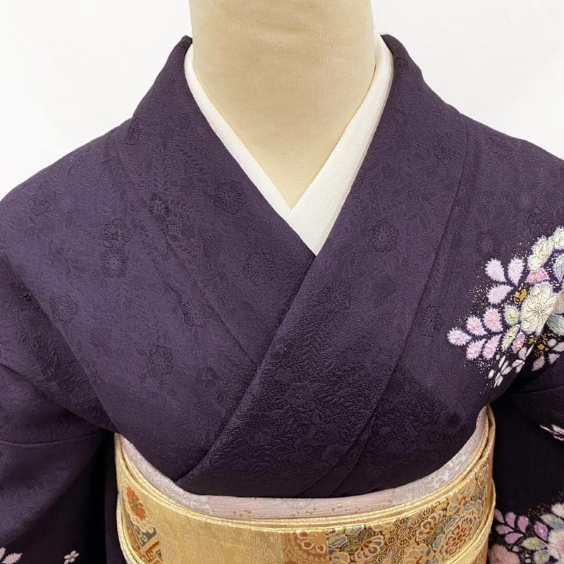 601mh80●翠山工房 辻ヶ花絞り 訪問着 紫 きものやまと 辻ヶ花地紋●