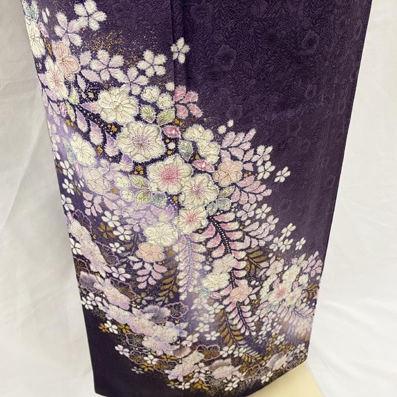 601mh80●翠山工房 辻ヶ花絞り 訪問着 紫 きものやまと 辻ヶ花地紋●