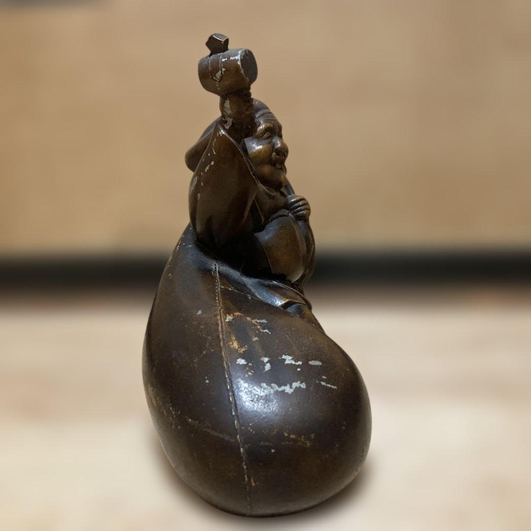 ブロンズ製 大黒天置物　高さ約15cm