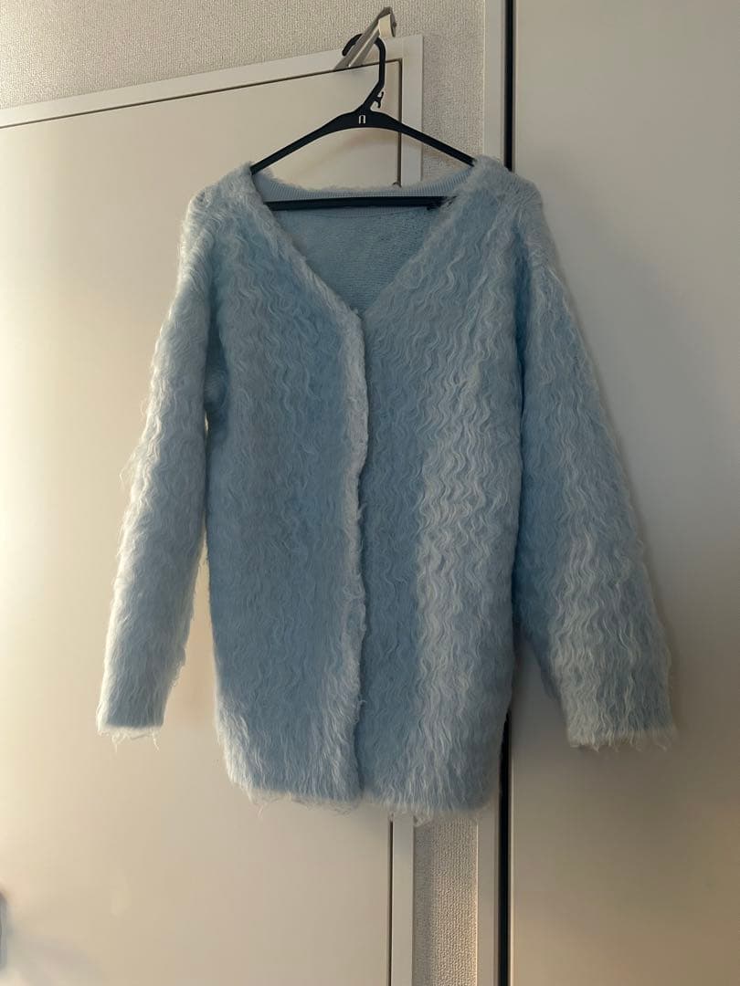 Aimeine シャギーモヘアカーディガン　ブルー
