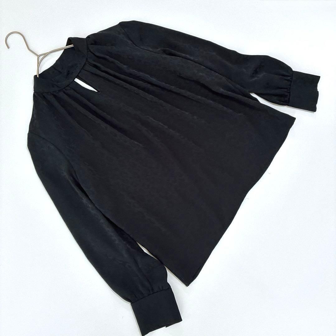 美品ブラックレオパードPINKY&DIANNE スタンドカラージャガードブラウス