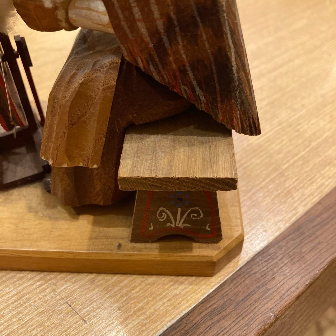 イギリス製木製糸紡ぎ機の女性彫刻アンテイーク1930年代