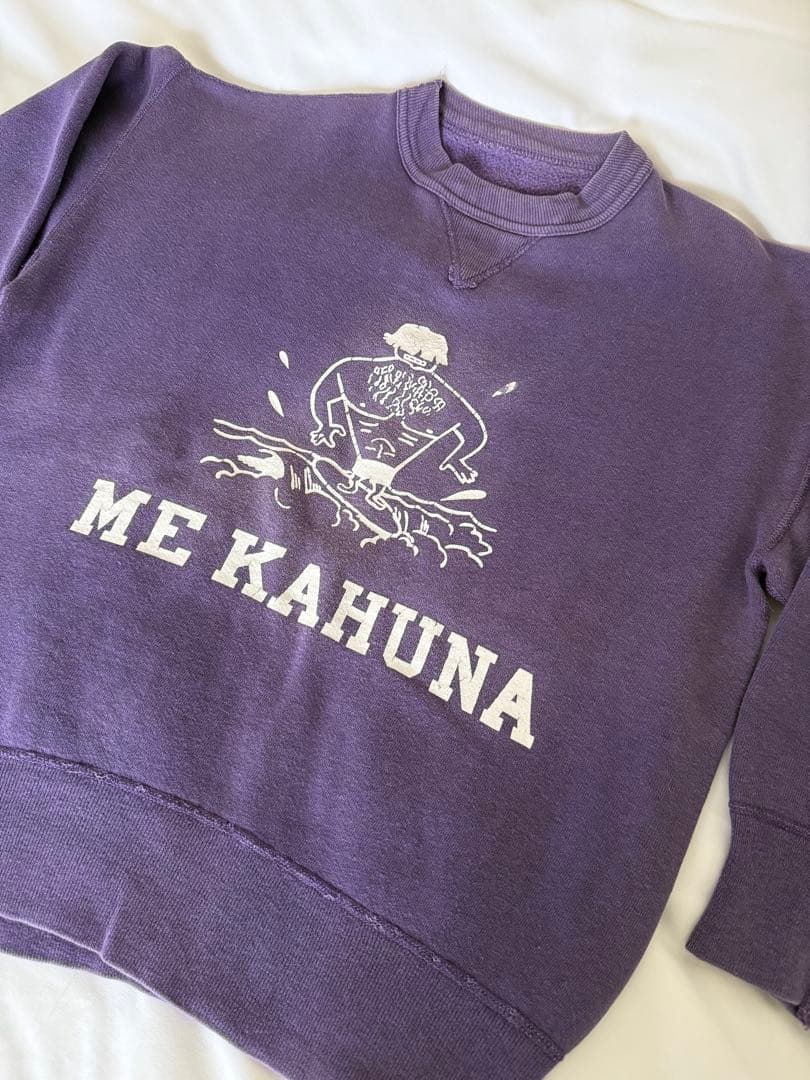 50s〜60s ヴィンテージ スウェット 前V パープル フェード ナス紺