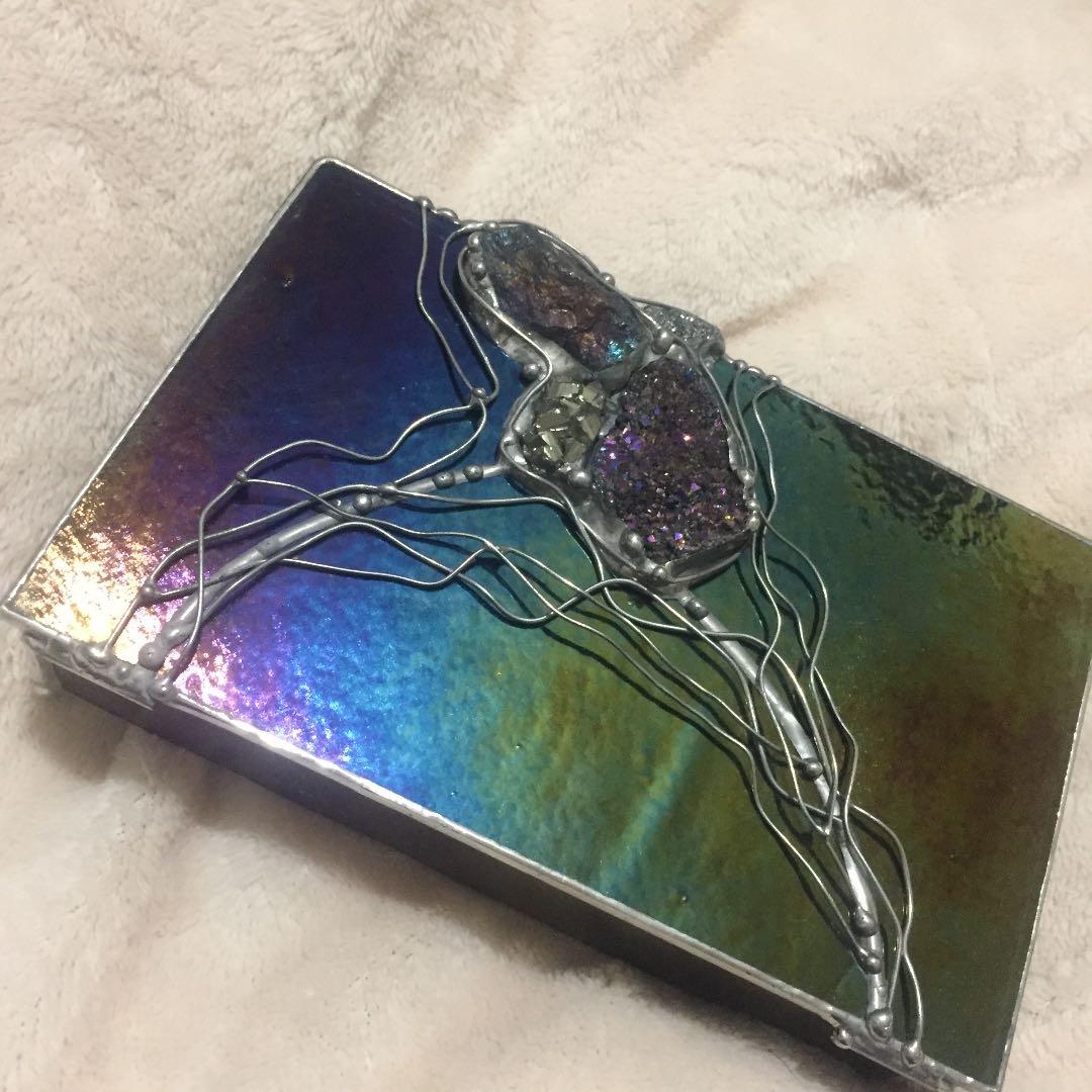 レア★美麗★虹色　ステンドグラス アクセサリーボックス