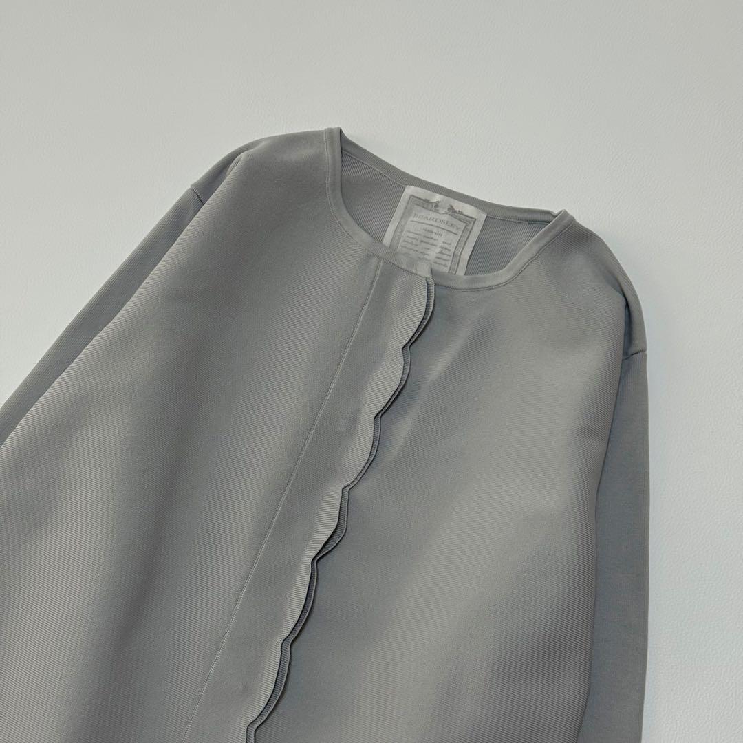 ビアズリー 上品大人可愛いスカラップ比翼カーディガン 洗える 長袖