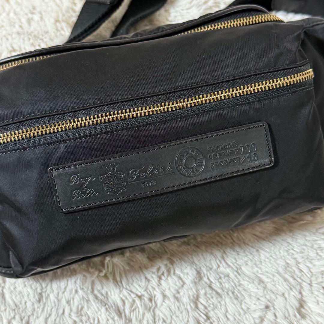 ⭐️新品未使用⭐️　felisi 799　ウエストバッグ　ナイロン×レザー　ブラック