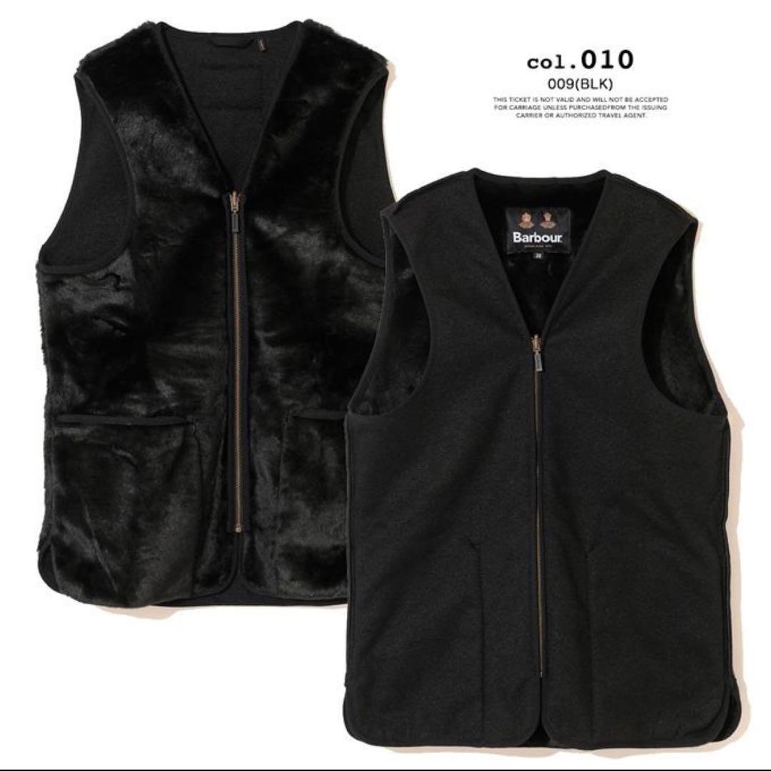 【新品】Barbour フロントジップ ファー ライナー ベスト BLACK40