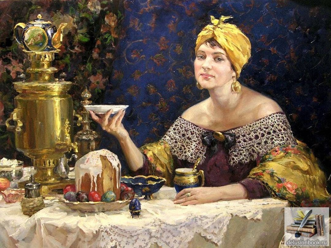 ロシア雑貨☆サモワール&ティーポットのオーナメント3個 マトリョーシカ オリガ作