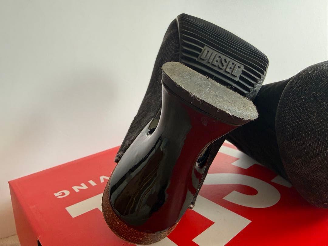 5000円オフ！美品！Diesel ロゴブラックデニム　サンダル 23cm