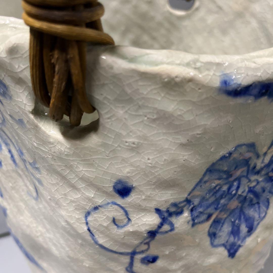 信楽焼つる付き傘立て  壷久郎窯作 高さ４５cm（陶器本体のみでつるは含まない）