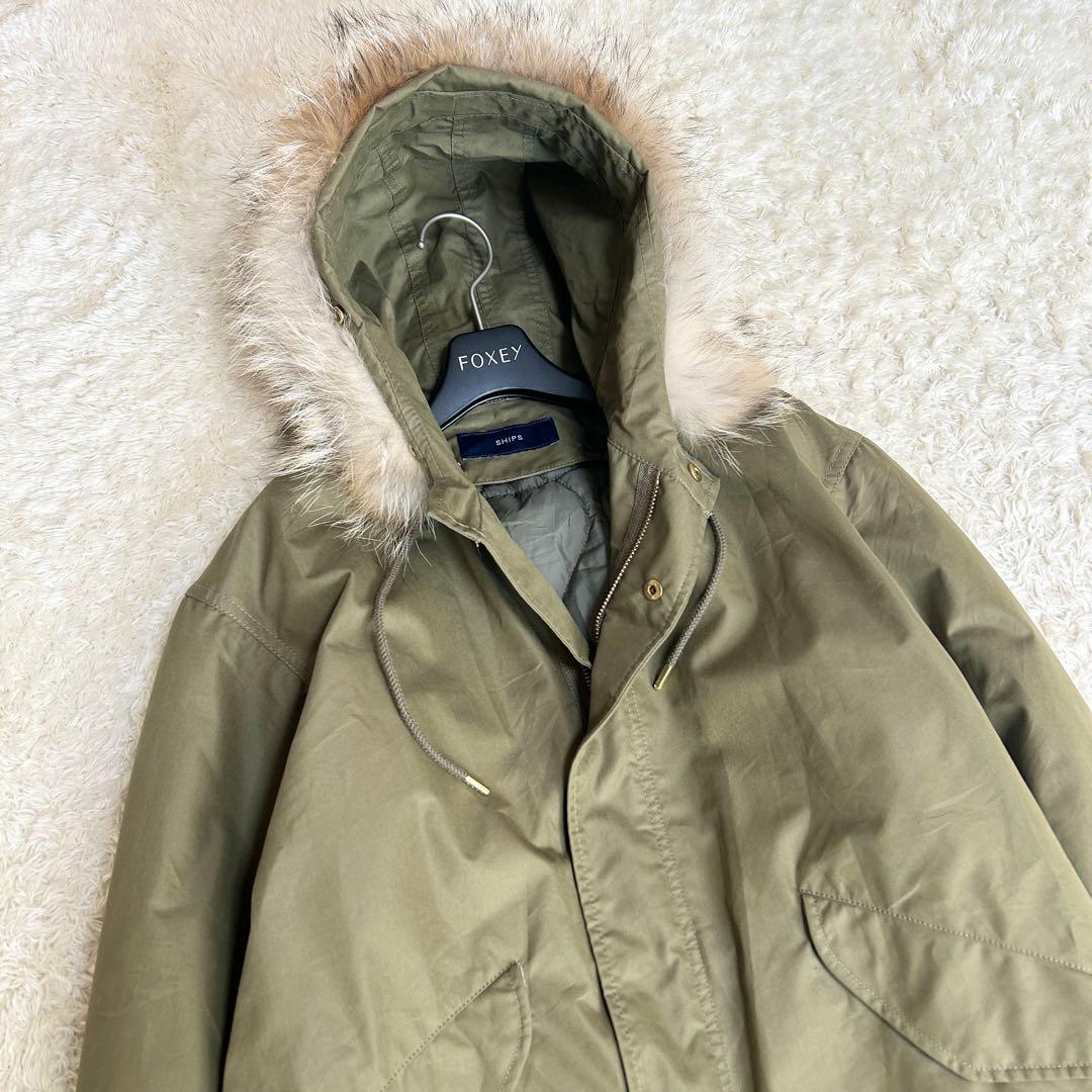 希少✨美品 SHIPS モッズコート コヨーテファー ライナー付き カーキ 36