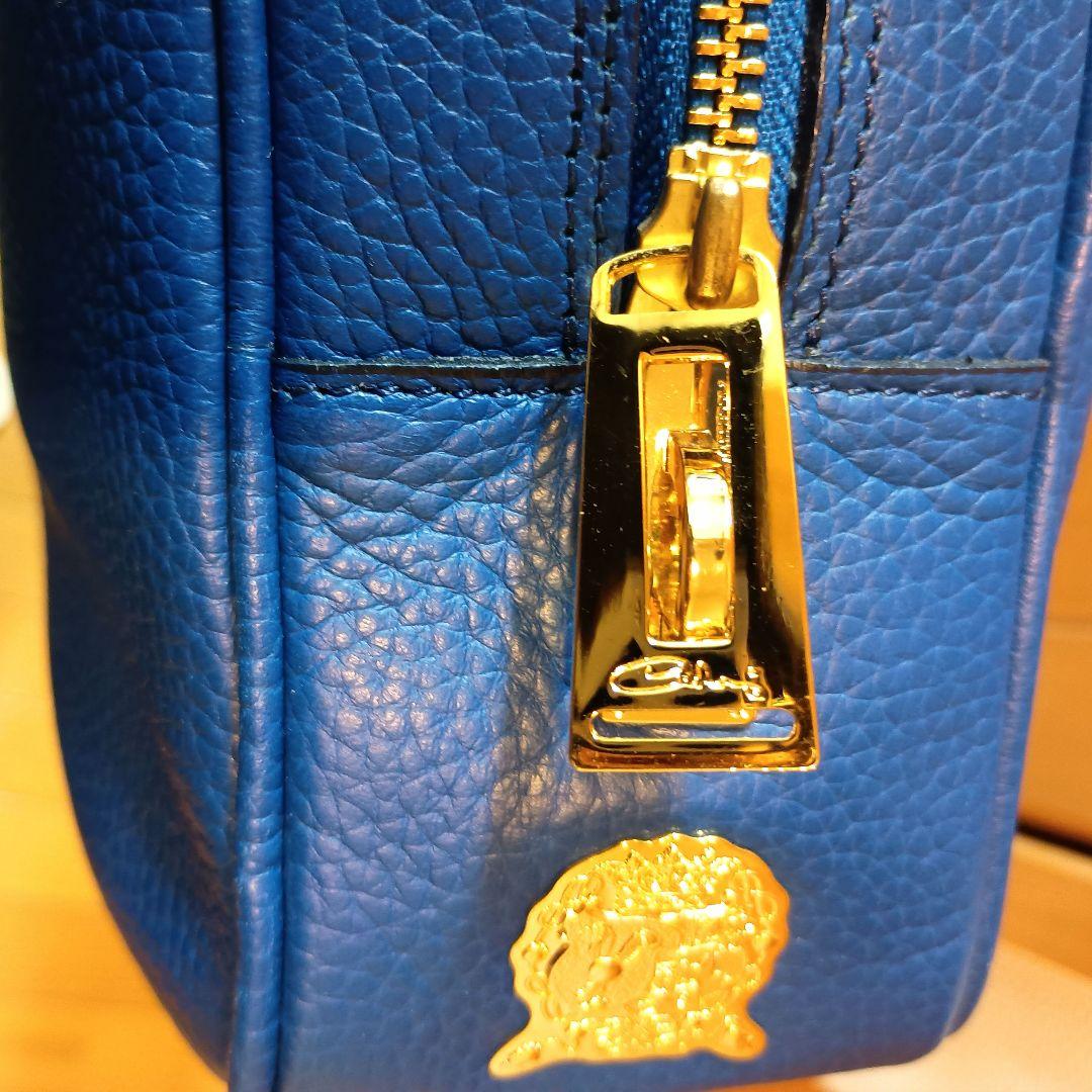 A.D.M.J. レザーショルダーバッグ 青 美品 ブルー ボストン