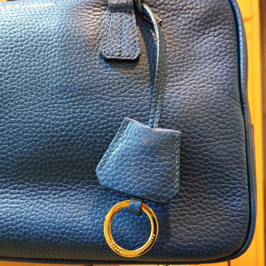 A.D.M.J. レザーショルダーバッグ 青 美品 ブルー ボストン