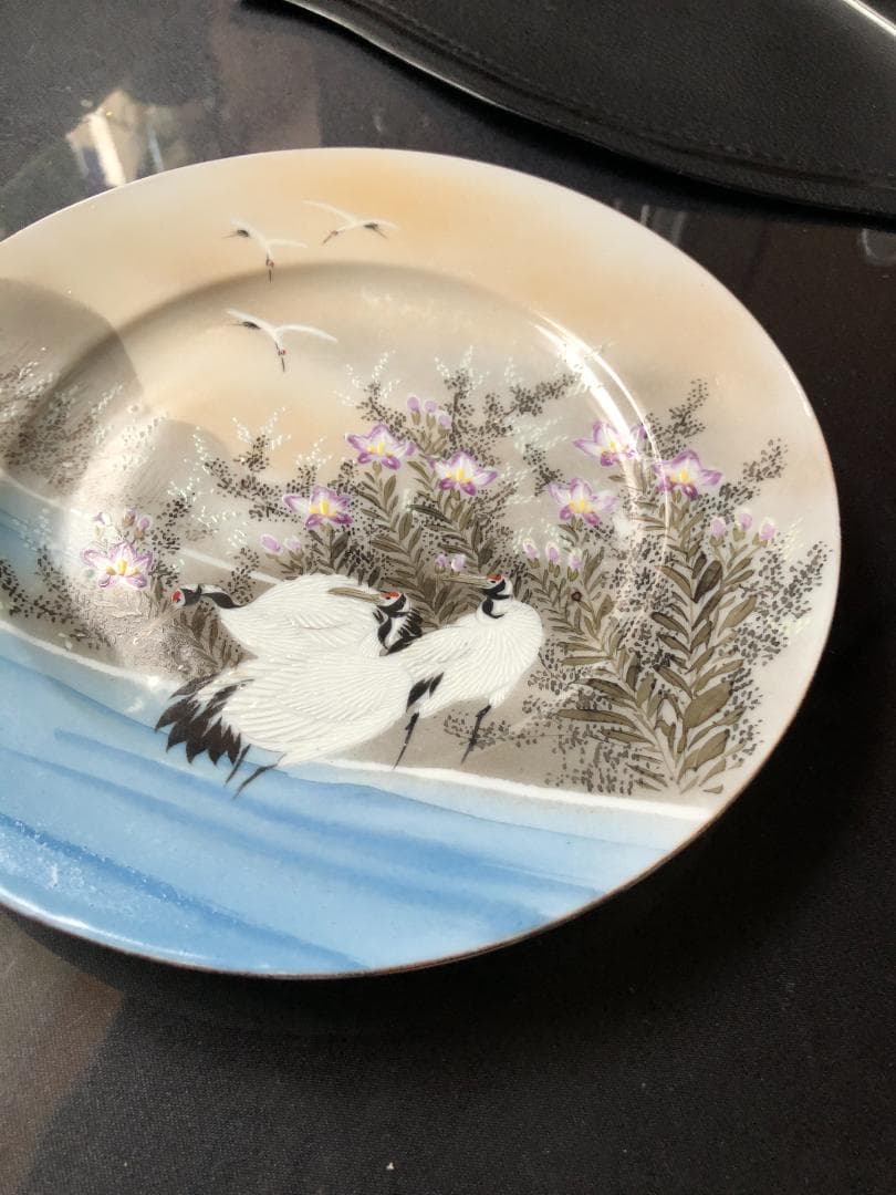 オールドノリタケ 金彩プレート②　百田造　鶴の絵図