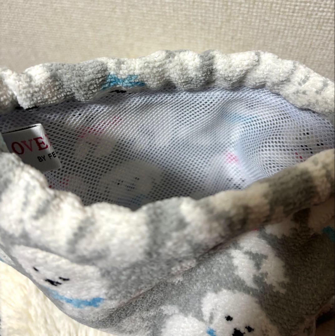 ラブラリーバイフェイラー　モフモフワンチャン　巾着