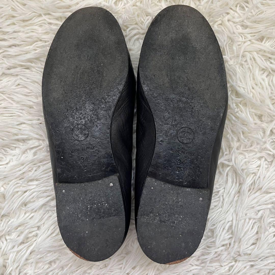 CHANEL ココマーク　バレエシューズ リボン　パンプス サイズ34 黒