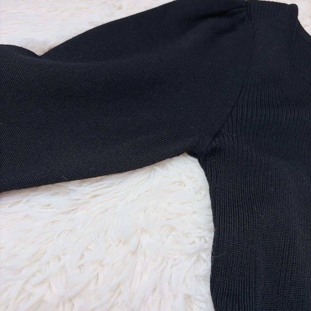 【美品】ルネ カシミヤ混 リブニット フレア ドッキングワンピース ブラック