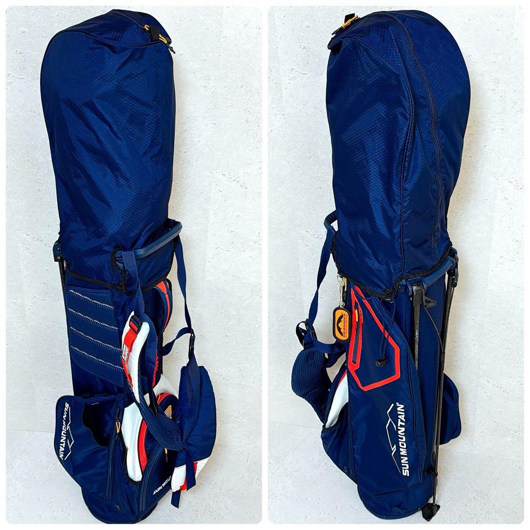 美品 サンマウンテン キャディバッグ 8.5型 軽量 スタンド式 ネイビー