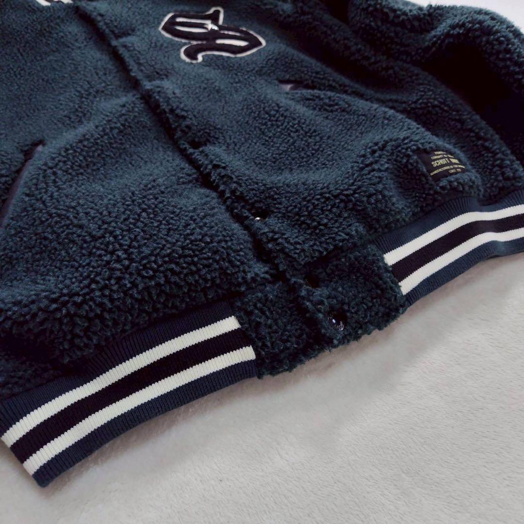 美品 schott ショット スタジャン ジャケット ボア グリーン系カラー