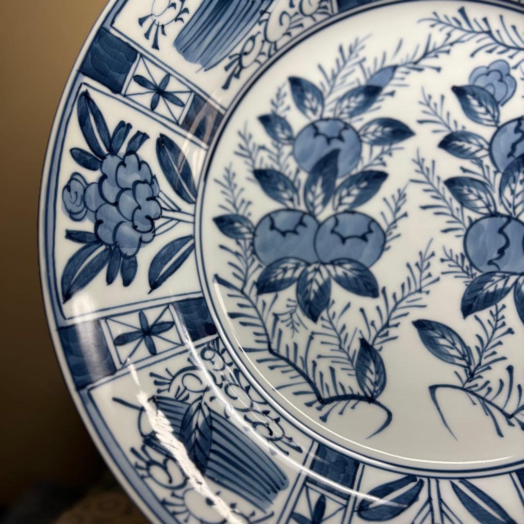 源右衛門　染付芙蓉手　大皿　木箱入り　深皿　未使用品