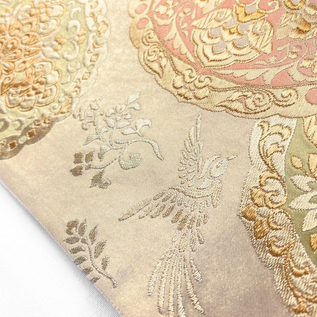 袋帯　唐織　花紋　華紋　鳳凰　花模様　金糸　着物　124b p ms.