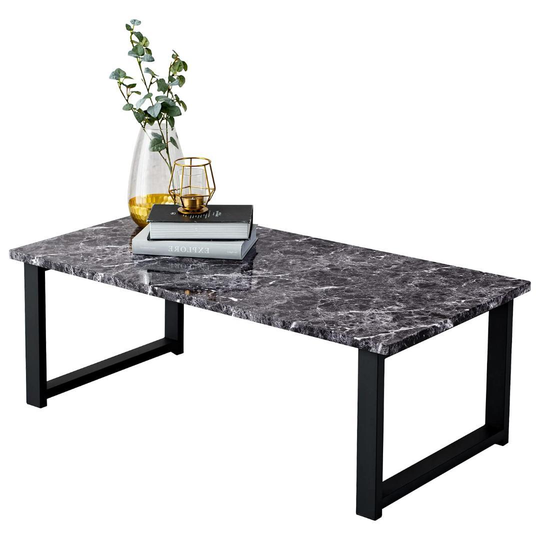 大理石調スチール脚 ローテーブル シックモダン