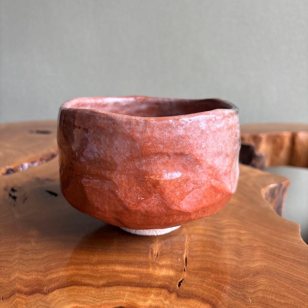 赤楽茶碗 春悦作 楽焼 抹茶碗 茶道具 共箱(43)
