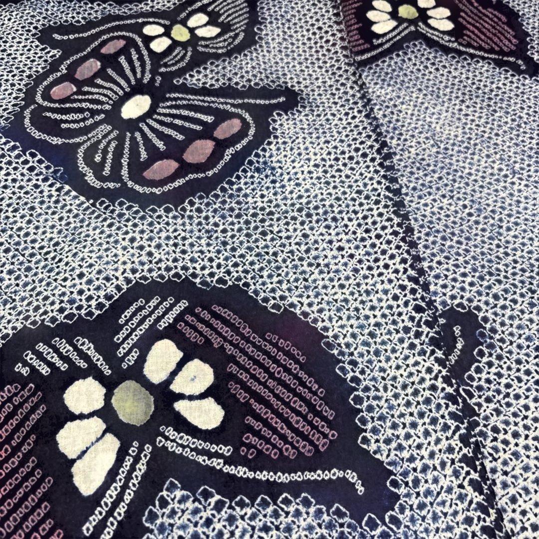 夏期限定出品　有松絞り　反物　蝶々　浴衣　タグつき