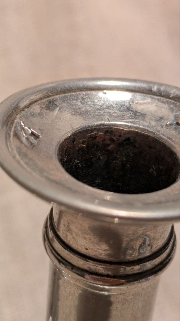 【完動良品】フランスアンティーク 高さ調節可能な蝋燭台 レア銀色2個 25-D