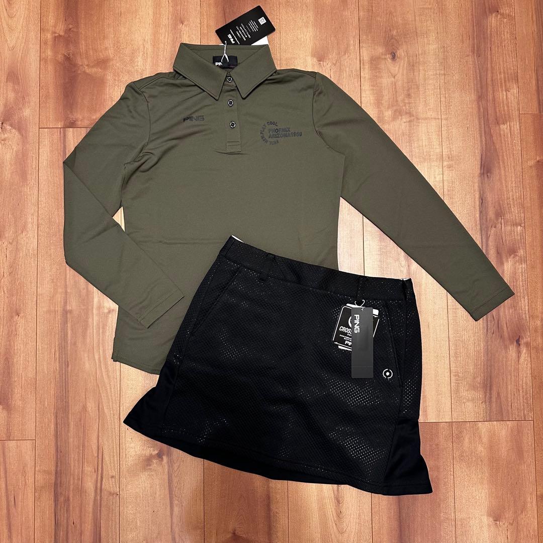 長袖ポロシャツ　ダンボール素材フレアスカート　セットアップ　秋冬　サイズS 新品