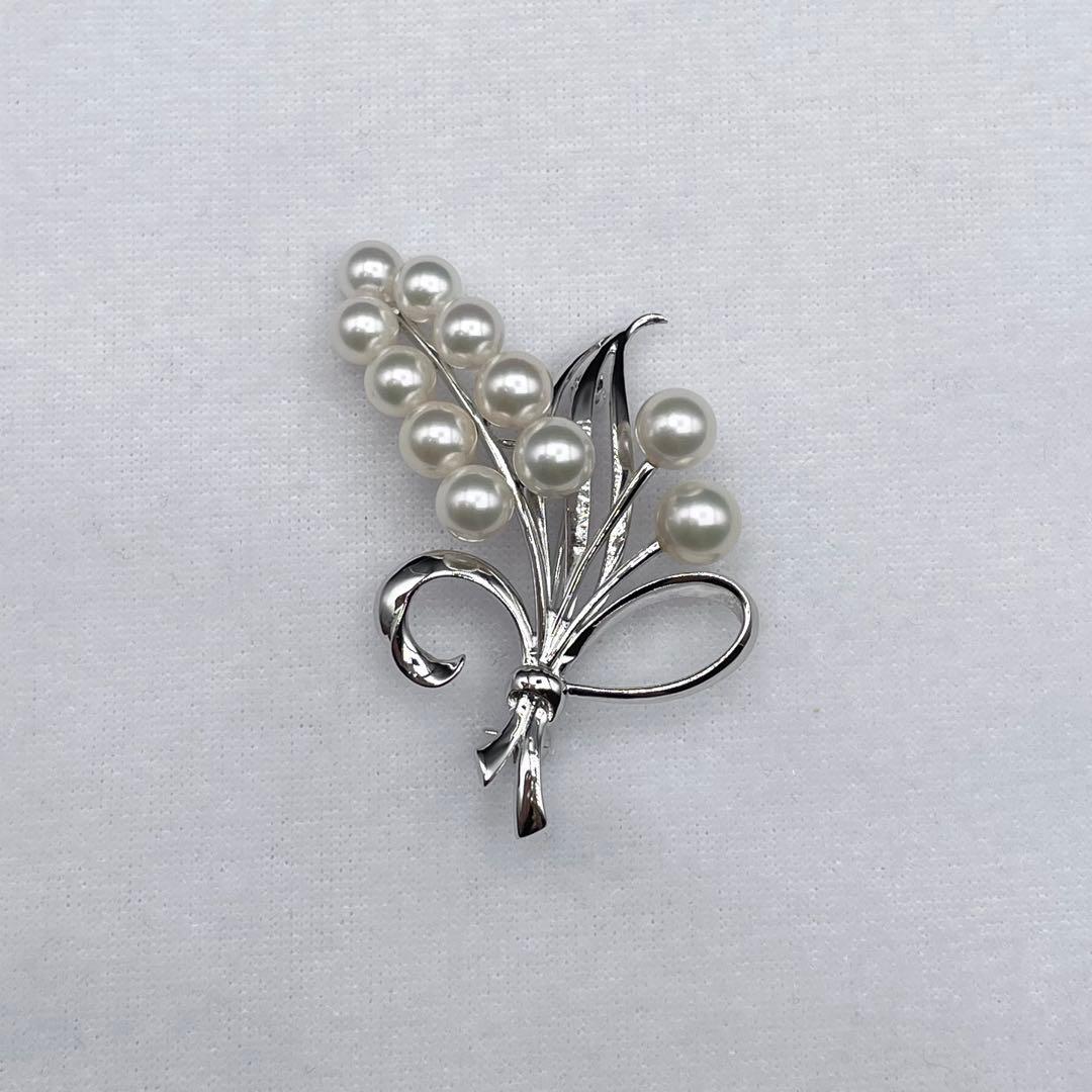 ミキモト アコヤ真珠 パール ブローチ 5.5mm-7.0 mm SILVER