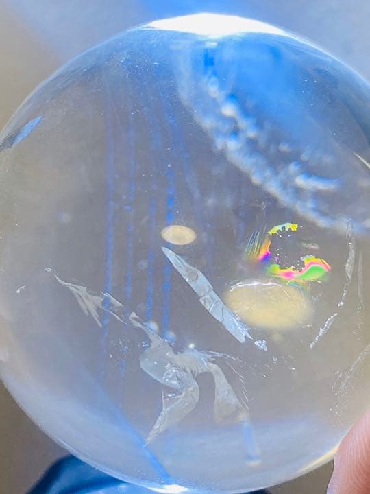 59.5㍉　299g 天然石　水晶球 エンジェルラダークオーツ　綺麗な青光