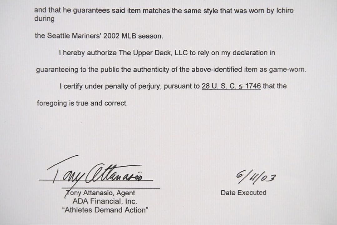 イチロー 2002年実使用 直筆サインエルボーガード（アームガード）/大谷翔平