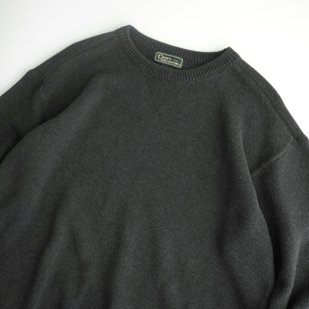 CROFT&BARROW 90s クルーネックコットンニット チャコール XL.