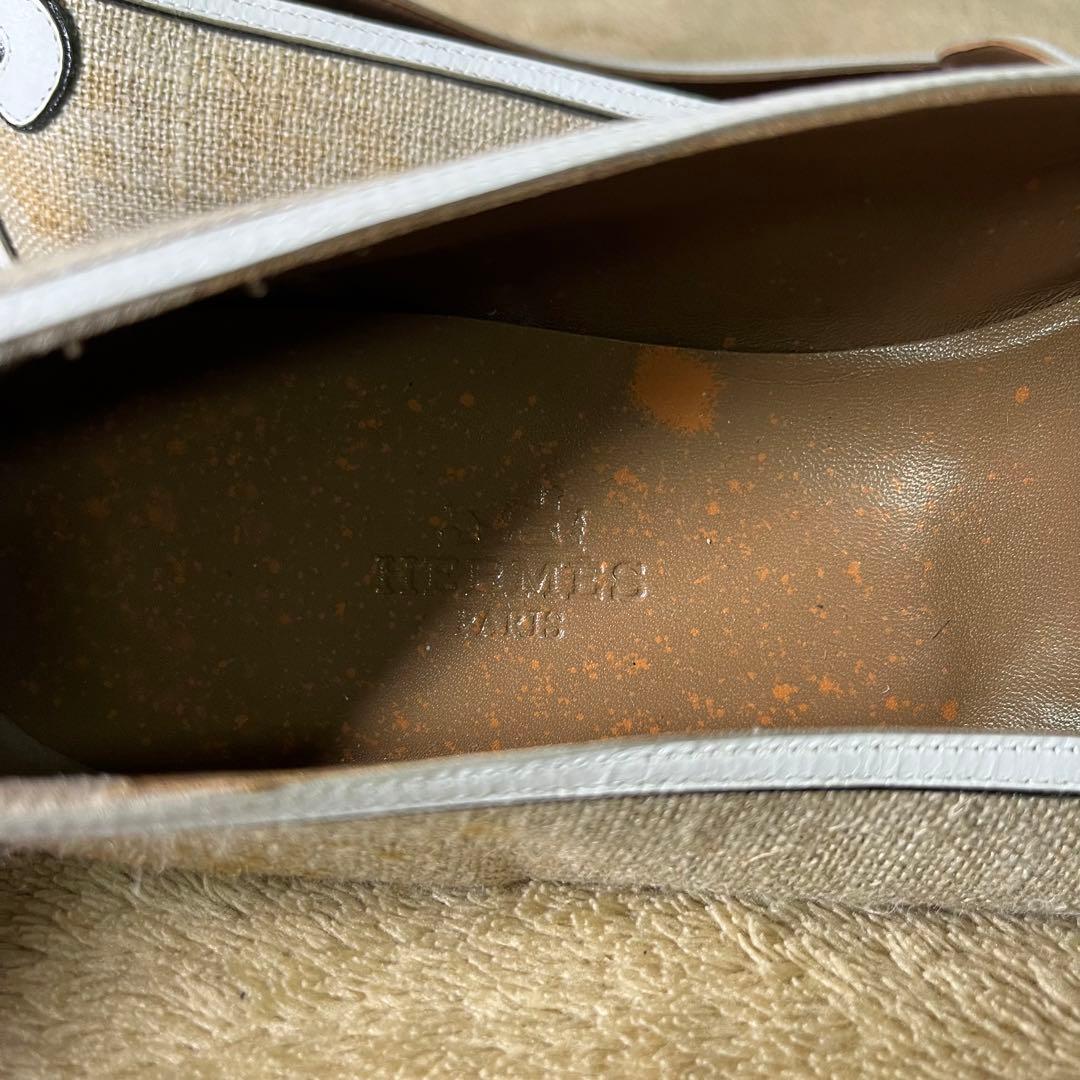 エルメス HERMES オペラシューズ キャンバスフラット シューズ 定価17万