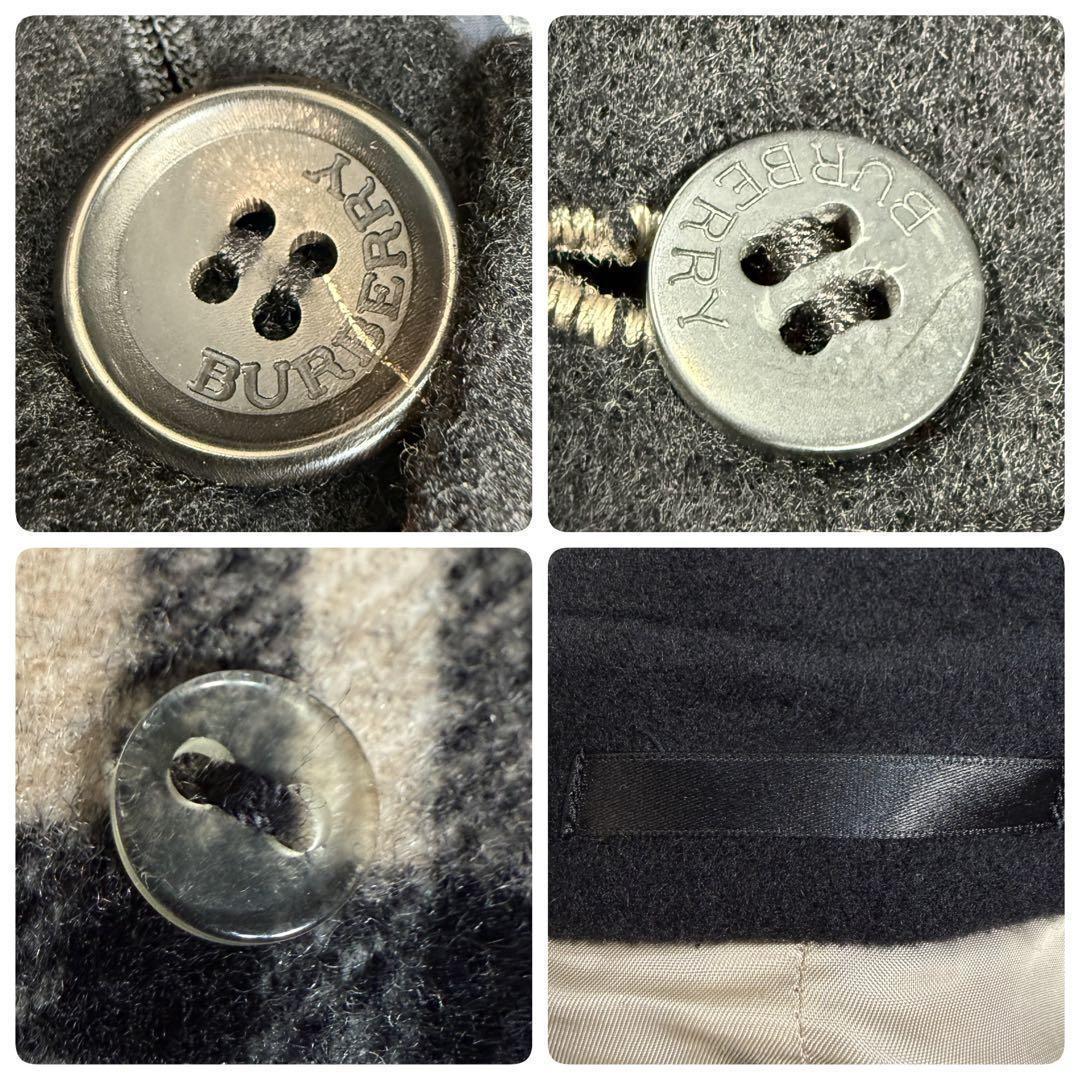 極美品 バーバリーロンドン カシミヤ混 ノバチェック 2way ロングコート 黒