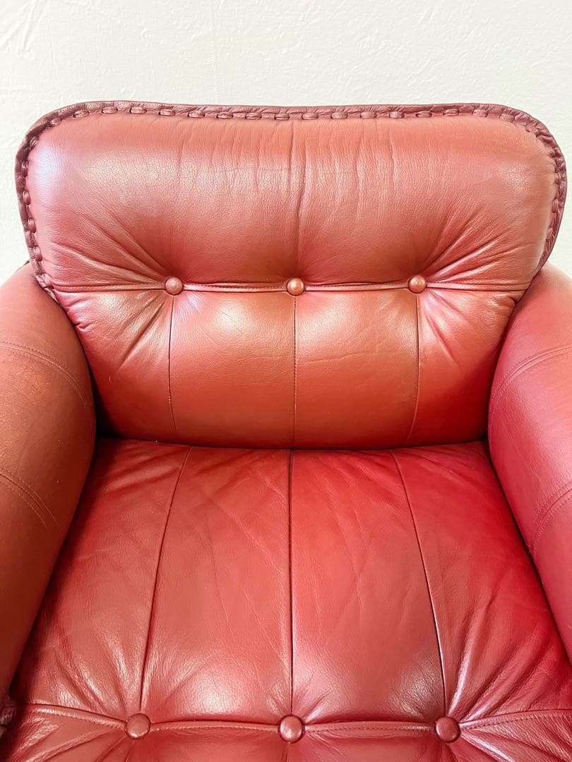 『富士ファニチャー』FUJI FURNITUR ヴィンテージ　レザーソファ　本革